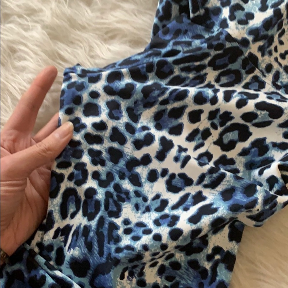 Liquido Blue Leopard Print Leggings - Picture 6 of 10